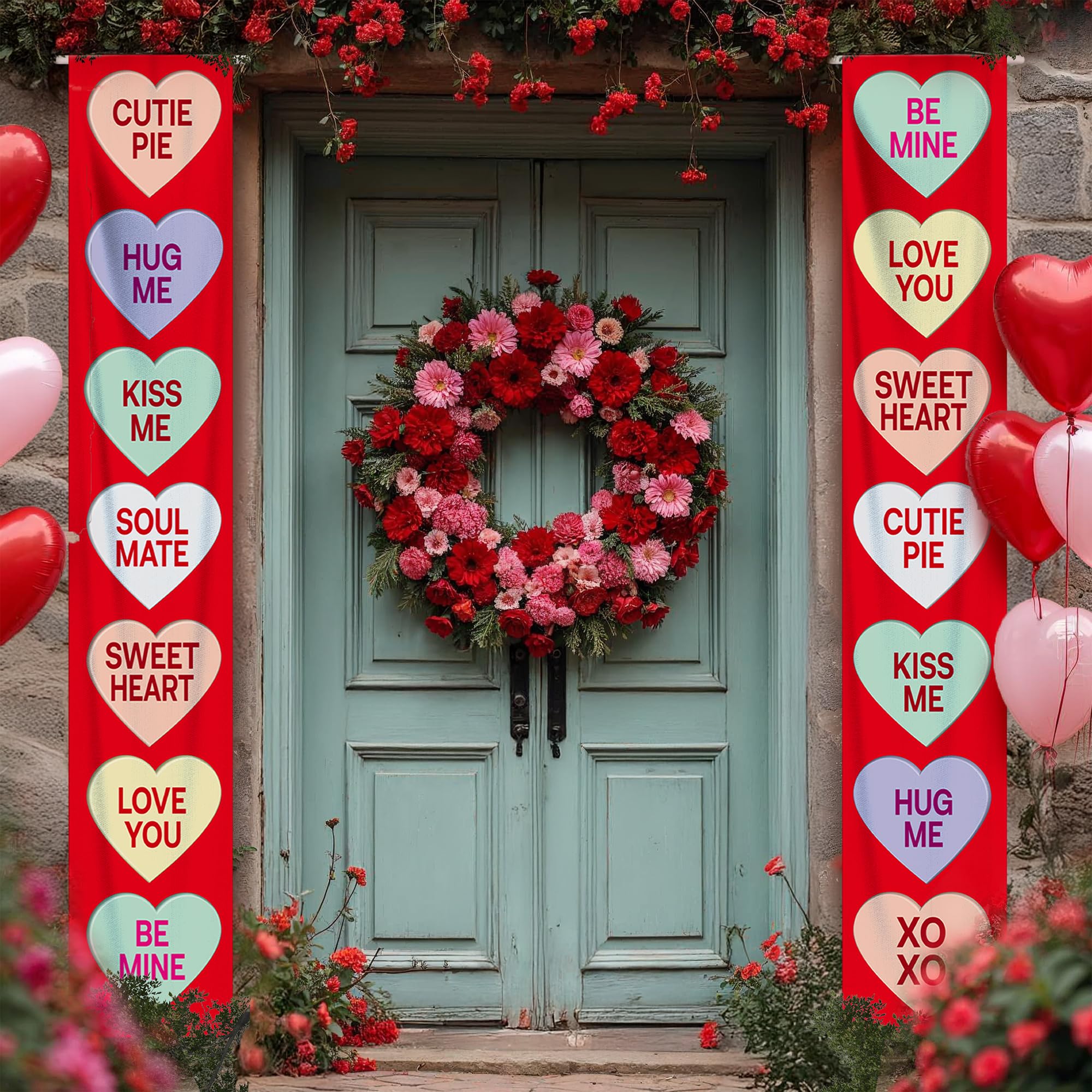 KatchOn XL Valentinstags-Banner – 308x50 Cm, Gesprächs-Herzen, Wiederverwendbar, Wasserdicht, Perfekt Für Party & Raumdeko