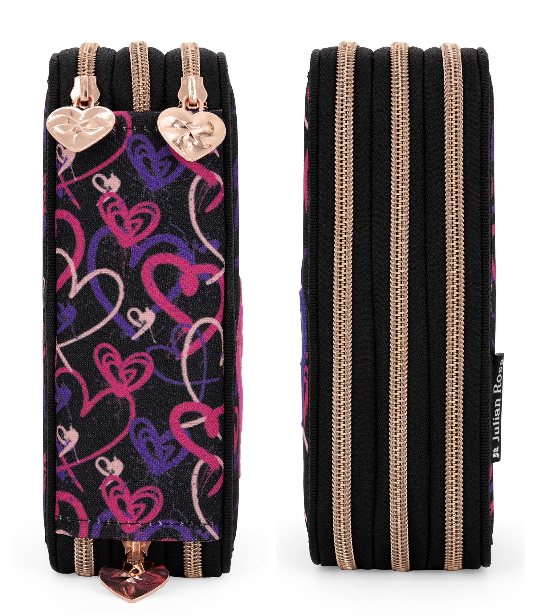 Julian Ross 3-Fach Federmäppchen Mädchen 6-12 Jahre Set 46 Teile mit Stiften Herz Design