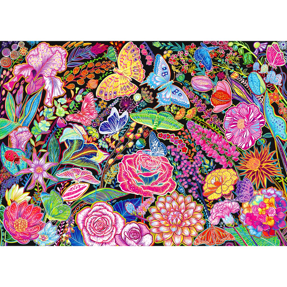 HUADADA Puzzle 1000 Teile-Puzzle 1000 Teile Erwachsene-Blumen und Schmetterlinge Klassische Puzzle Geschenk