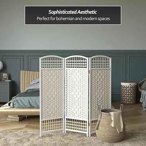 Miniatura 6 de Pantalla plegable de tejido de fibra corta de 4 pies - Blanco - 3 paneles