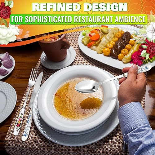 Miniatura 18 de Juego de 6 cucharas de café – Cucharas pequeñas de 6.1 pulgadas con diseño floral impreso, asas de cerámica, acero inoxidable duradero para un uso