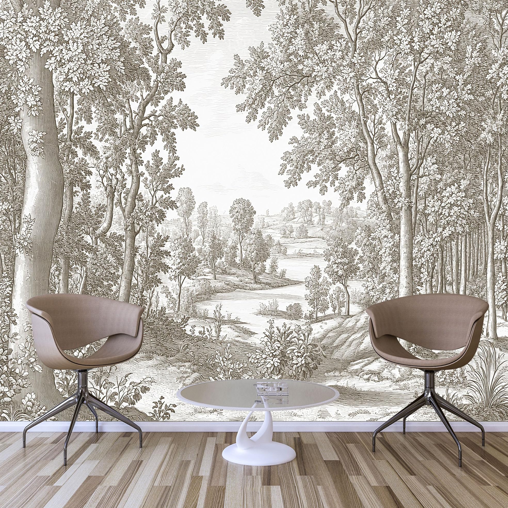Custom Size Wall Murals,Vintage Engraved Forest Wallpaper Self-Adhesive Removable Wall Covering Fabric, Large Photo Wallpaper for Living Room Bedroom Kitchen Office Kids. — image 1