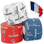 WARM BODY COLD MIND 1.85 Weightlifting Thumb Tape - Hook Grip Tape for Powerlifting, Cross Training, Gym Tape, Workout, Weight Lifting Tape, Athletic Finger Wrap (3 Rolls Mix - Flags Edition (FR))