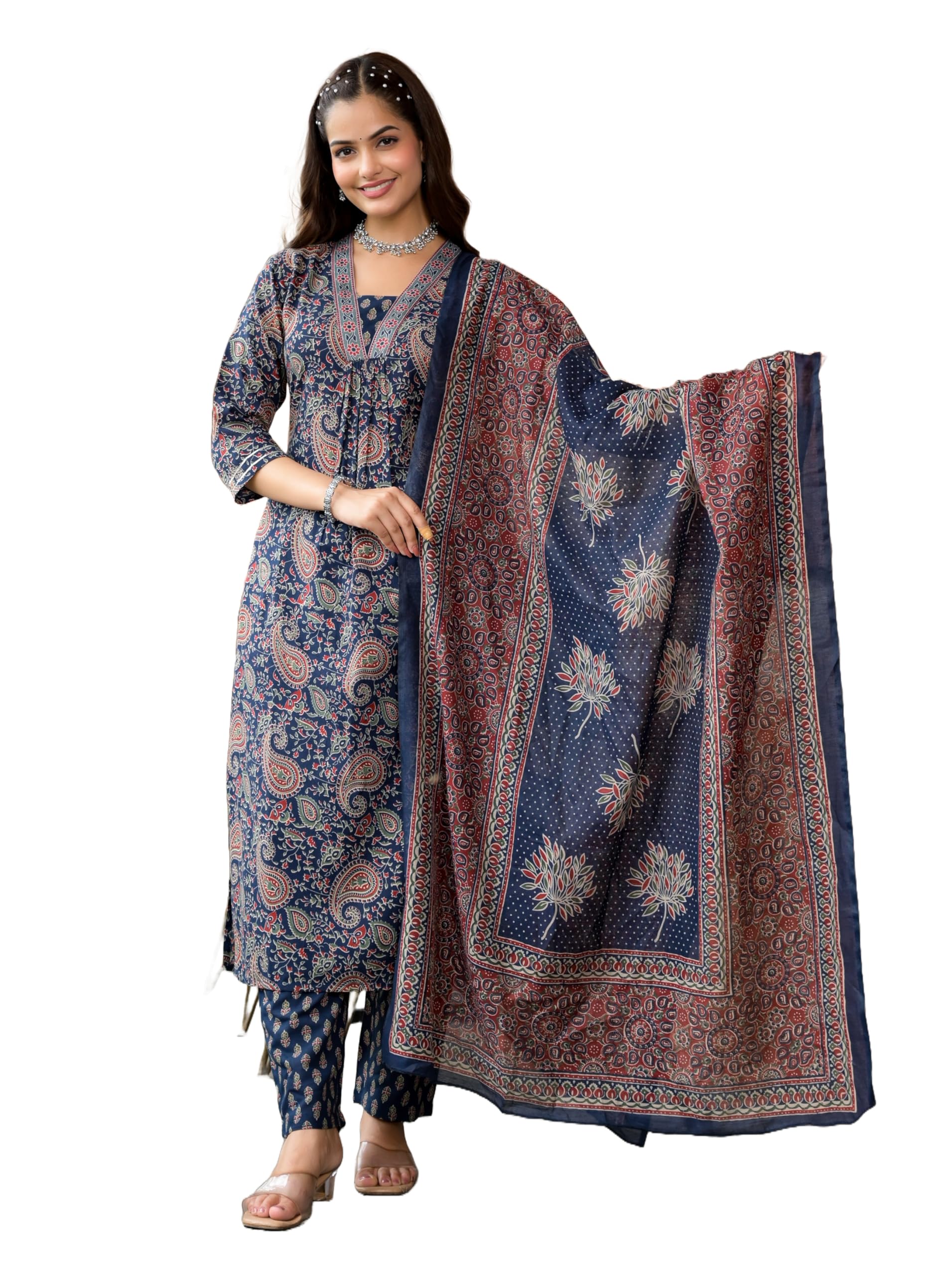 KLOSIA Women Printed Kurta Set and Pant with Dupatta