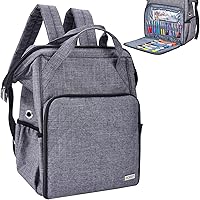 Vista 8 de HOMEST Mochila de Bolso para Tejer, Organizador de Almacenamiento para Crochet, Porta Hilos Grande con Bolsillo Frontal Personalizado para Rosa