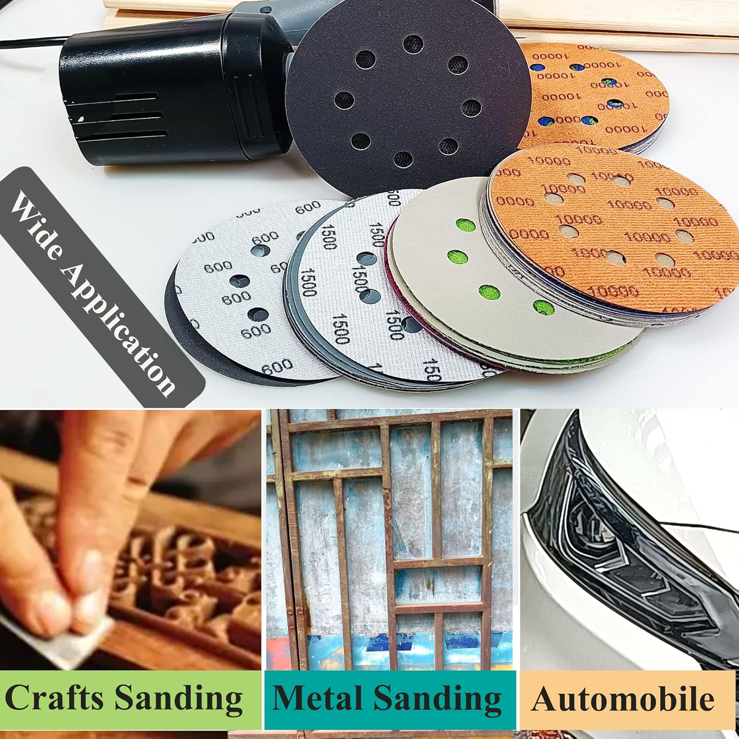 30 PCS 5 Inch 8 Hole #600-#10000 Sanding Discs 600/1000/1200/1500/2000/3000/4000/5000/7000/10000 Grit Compatible for Random Orbital Sander Sanding Grinder (30 PCS 5 inch 8Hole #600-#10000)