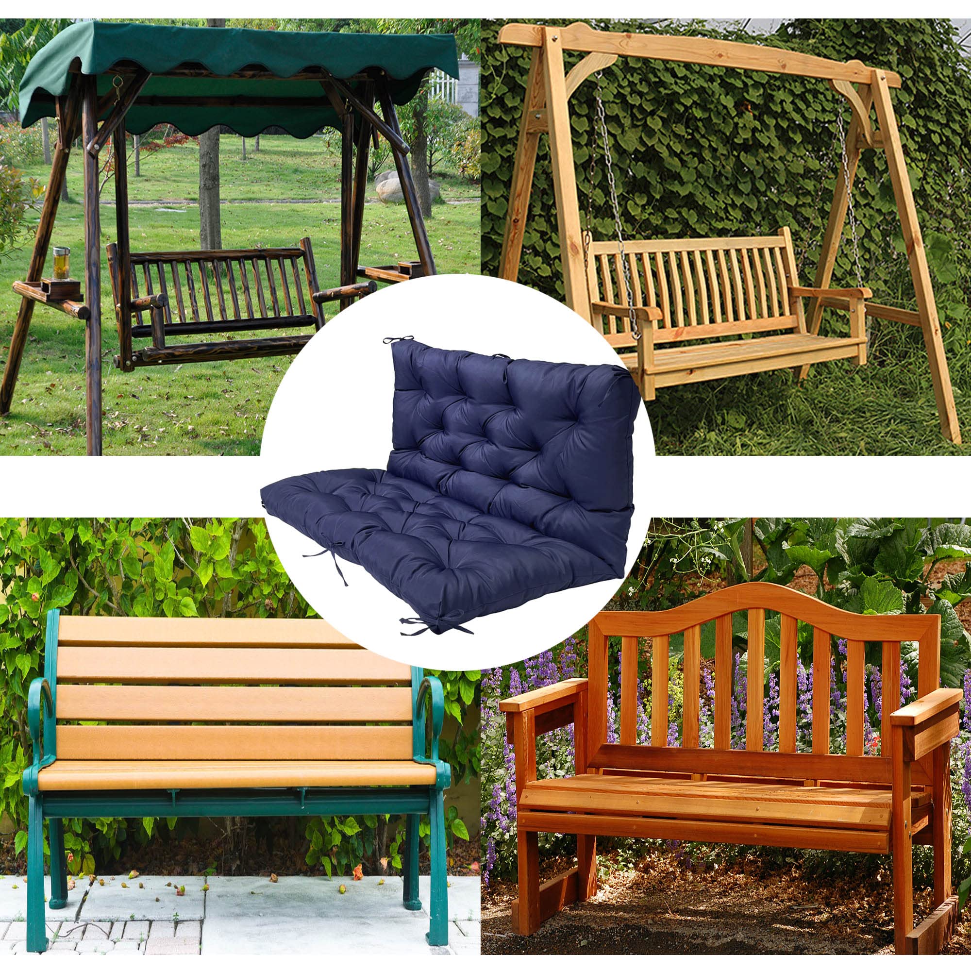Cuscino per dondolo da giardino da esterno, 2 o 3 posti, tappetino di ricambio, impermeabile, per mobili da patio, con laccetti, imbottito, 150 x 100 x 10 cm, grigio chiaro