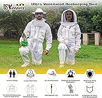 Vista 3 de US-Keepers - Traje de abeja ultra ventilado de 3 capas para hombres y mujeres, traje de apicultura prémium con guantes de abeja y dos velos de Blanco