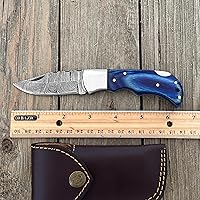 Vista 20 de WINTERFELL Damascus Steel Pocket Folding Knife Handmade Premium Quality Knives 6.5'' Small Pocket Knife for Outdoor, Camping, Hiking Back Lock Blade