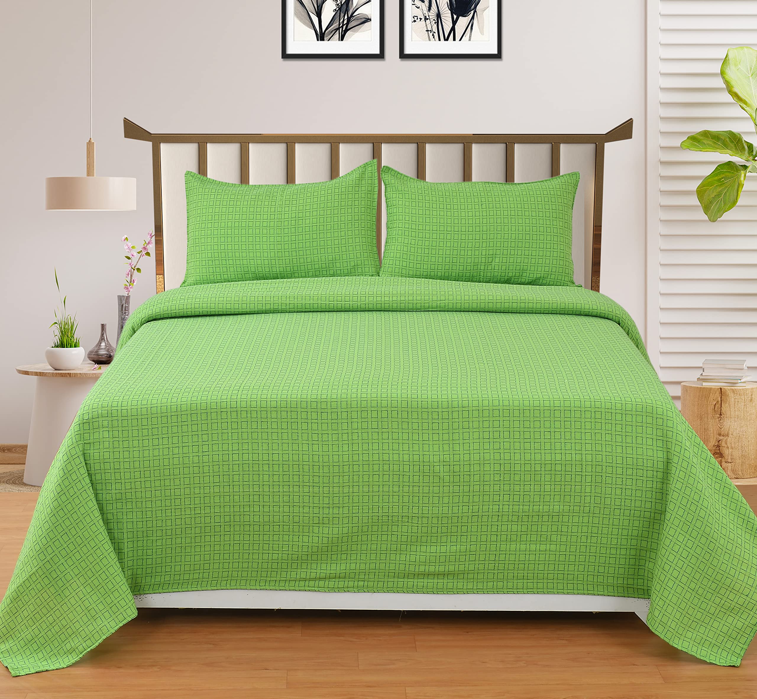 VINTAGE COLLECTIONS Cotton Double Bedsheet with 2 Pillow Covers, Handloom Bedsheets for Double Bed Combo (Green) (B0BY5P7PSR) Amazon Price History, Amazon Price Tracker