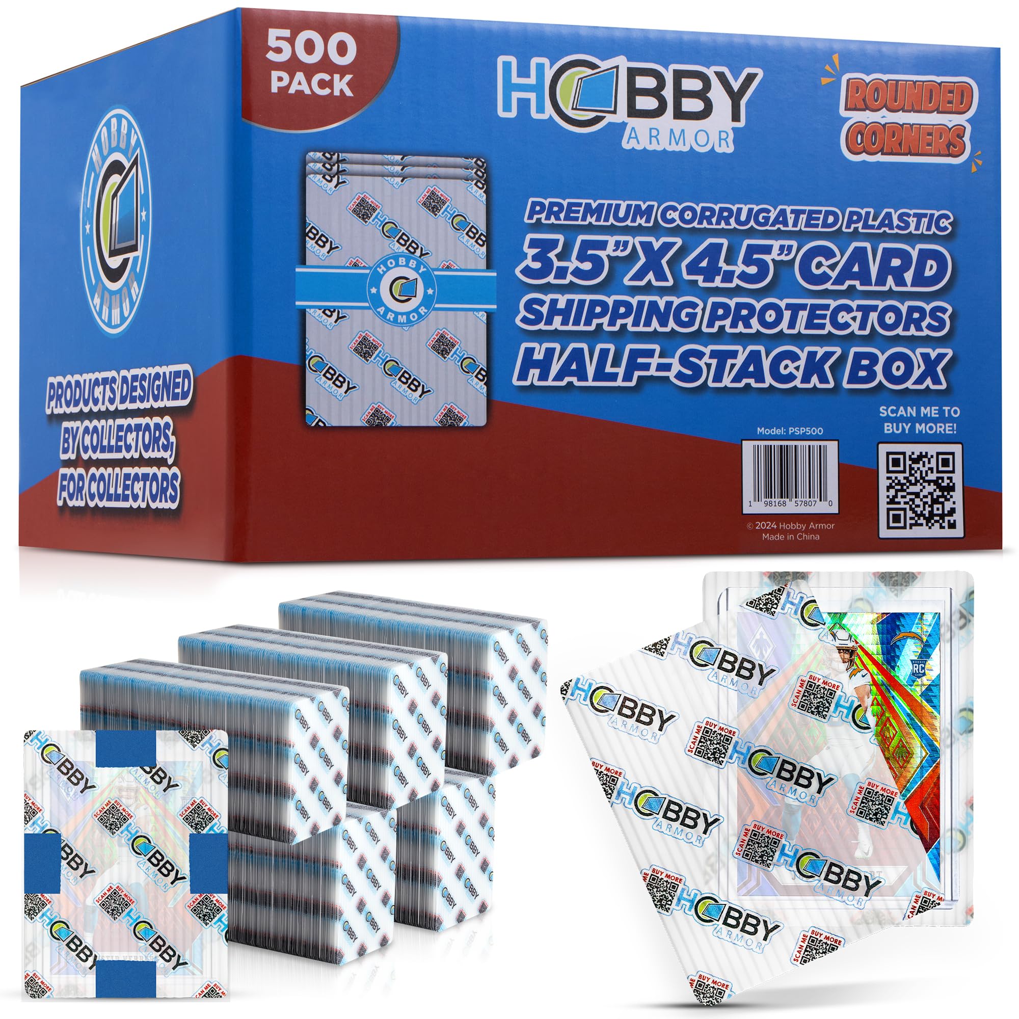 Hobby Armor Premium Plastic Trading Card Shipping Protector 3.5 x 4.5, 500 Pack, Transparent, Plastic, Cardboard Sleeves Alt, Trading Card Supplies, Trading Card Packaging Shield Mailer