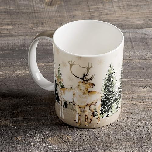 Miniatura 8 de Maison d' Hermine - Taza de café de porcelana fina Deer in the Woods con asa para bebidas calientes, café, capuchino, café con leche, cacao, té,