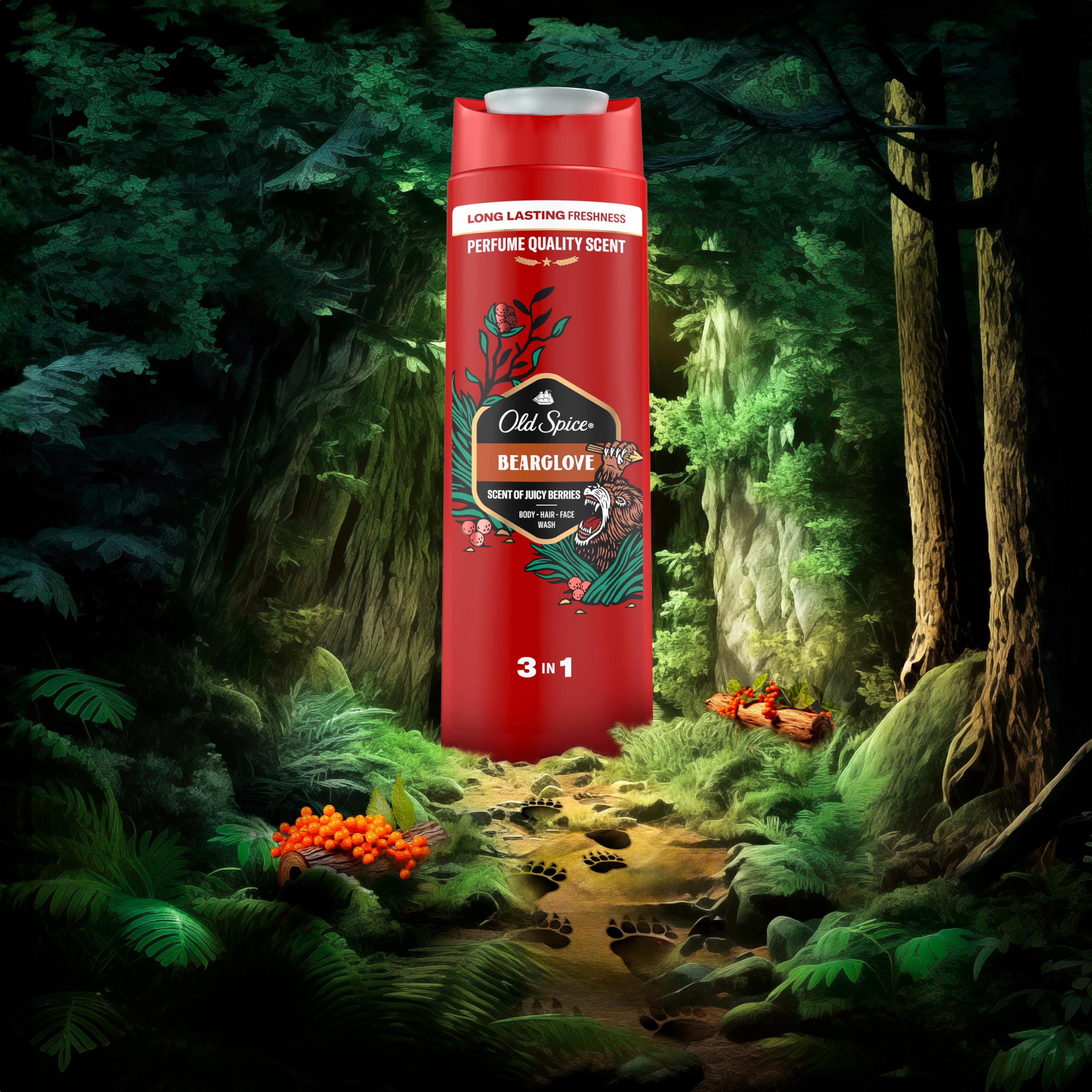 Old Spice Bearglove Żel Pod Prysznic I Szampon Dla Mężczyzn 400ml, Uniwersalna Formuła 3 w 1 Do Mycia Ciała, Włosów i Twarzy, Długotrwała Świeżość, Zapach O Jakości Perfum, Głębokie Oczyszczanie