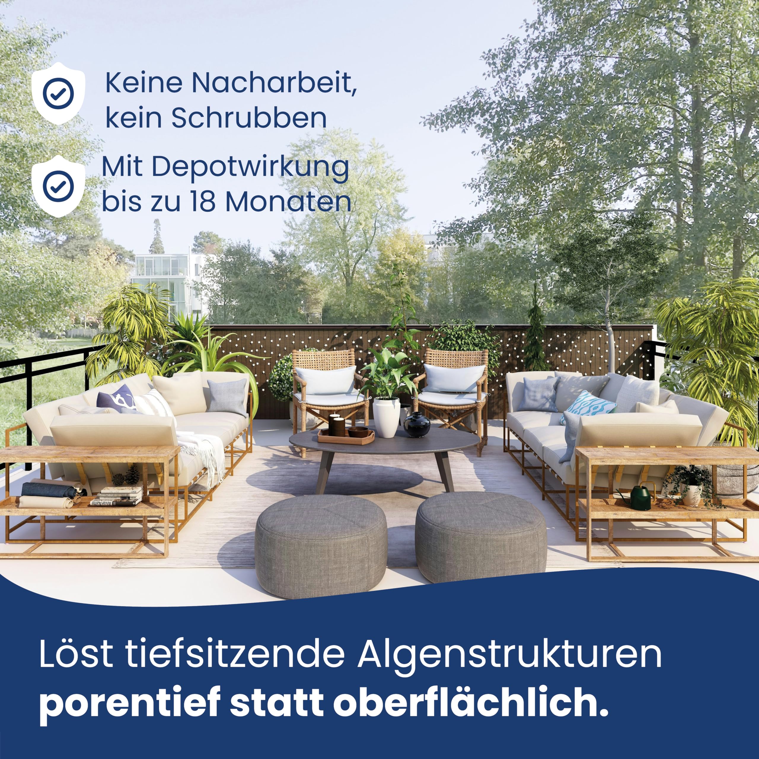 AGO Quart 100 Grünbelagentferner 500 ml - chlor- und säurefrei / 100 qm Algen und Grünbelag Entferner/Steinreiniger/Terrassenreiniger/Grünspan Entferner/Naturstein Reiniger