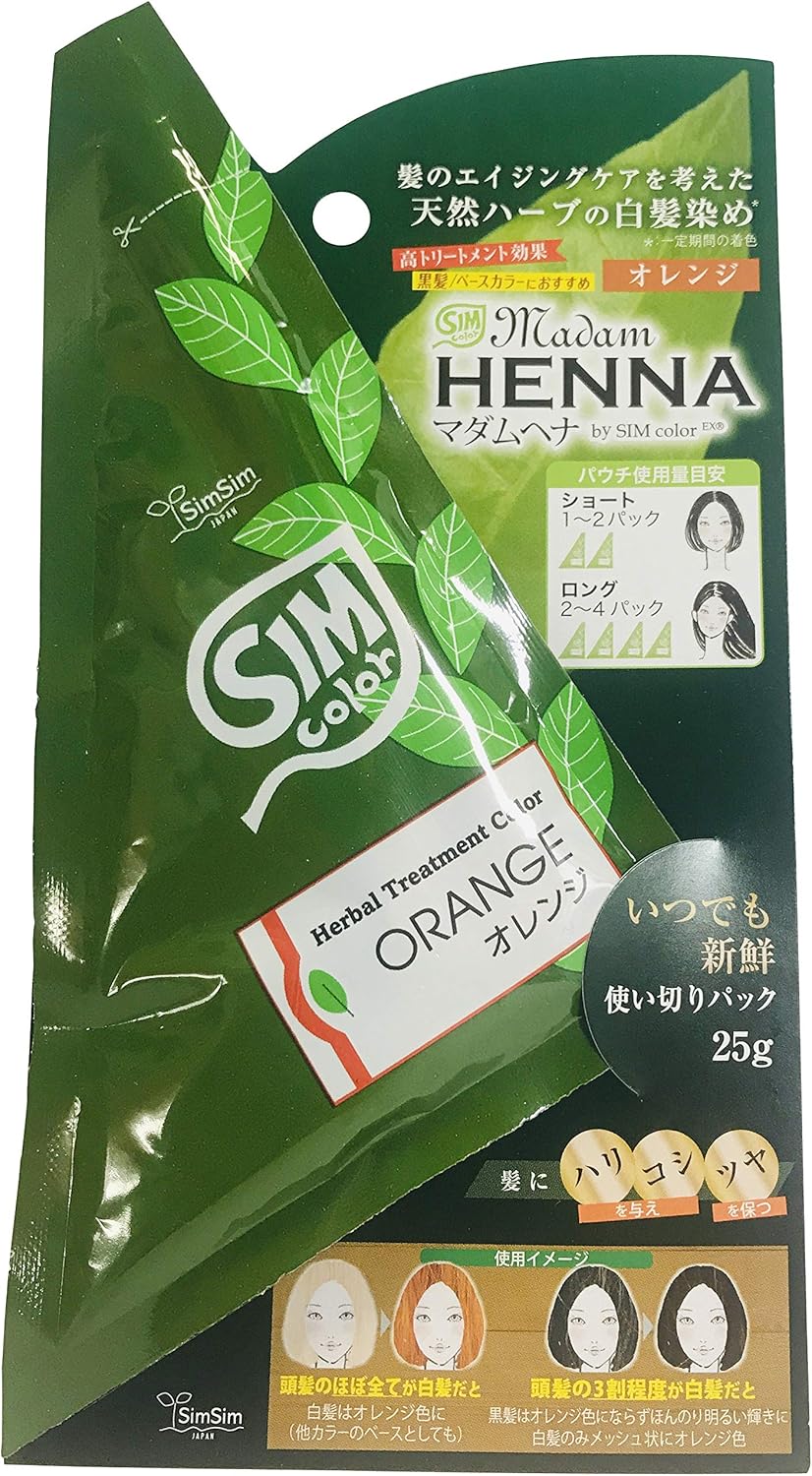 シムシムジャパン マダムヘナ 1pac 白髪染め オレンジ 25g Cienciaworld Com
