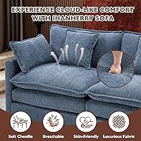Vista 5 de Ihanherry 146" U-Shaped Modern Sofa Modular Sectional Cloud Couch with 2 Ottoman, 6-Seat Chenille Deep Seat Sofa with 6 Pillows for Living Room