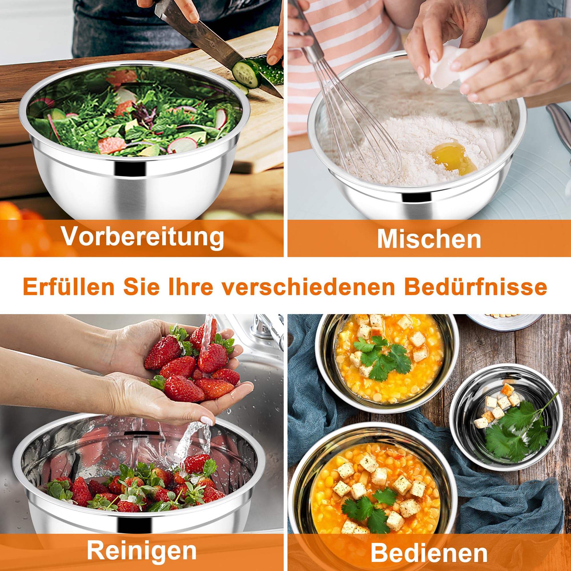 Saladier Inox Joyfair Lot De 3 Bols Mélangeurs En Acier Inoxydable Avec Couvercle, Saladier Avec 3 Râpes Pour Le Rangement Des Pâtisseries, 4,5 L/2,7 L/1,5 L, Empilables Et Lavables Au Lave-vaisselle, Noirs Saladier Inox Joyfair Lot De 3 Bols Mélangeurs En Acier Inoxydable Avec Couvercle, Saladier Avec 3 Râpes Pour Le Rangement Des Pâtisseries, 4,5 L/2,7 L/1,5 L, Empilables Et Lavables Au Lave-vaisselle, Noirs