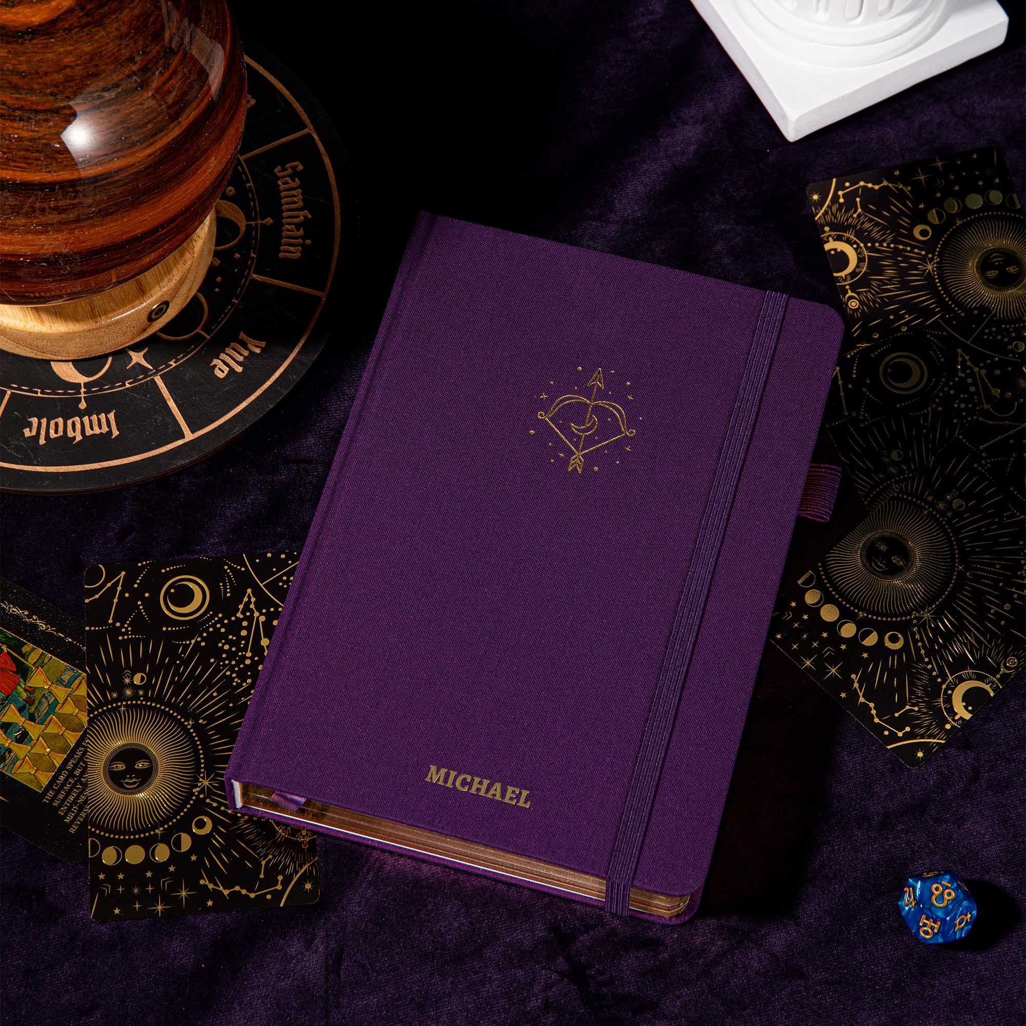 TIEFOSSI Personalized Bullet Dotted Journal, Sagittarius Constellations Dot Notebook, with 256 Numbered Dot Grid Pages, 160gsm Bleed Proof Thick Paper