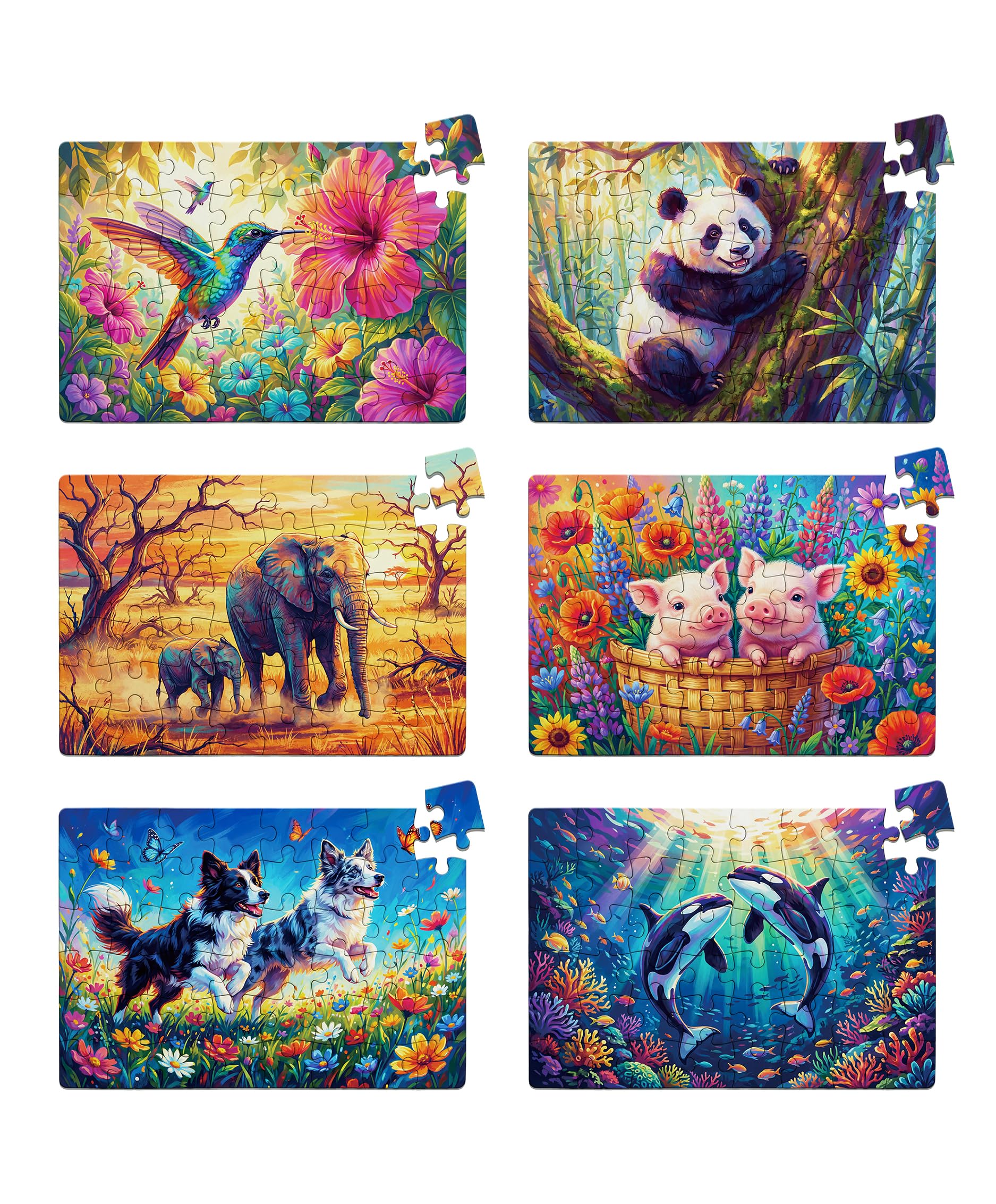 Photo 1 of NQTAPAIC 6 Pack Large Piece Jigsaw Puzzles