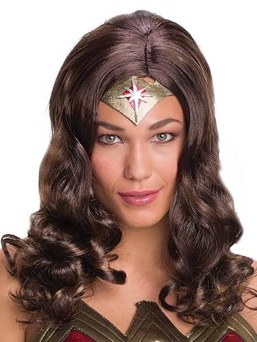 Batman v Superman Dawn of Justice - Wonder Woman peluca para mujer Accesorios para disfraz de Wonder Woman Estándar Castaño