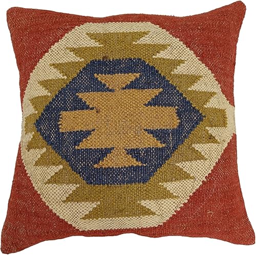 Trade Star Kilim - Funda de almohada decorativa rústica, funda de cojín tejida a mano, auténtica, decorativa, vintage, 70% yute, 30% lana, funda de