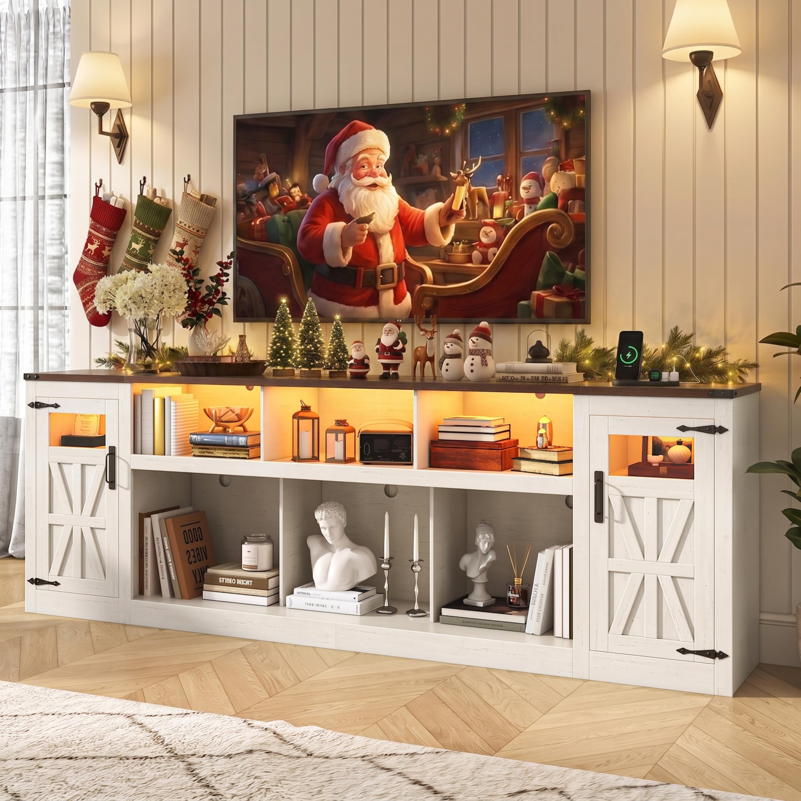 95 Farmhouse TV Stand Large Entertainment Center