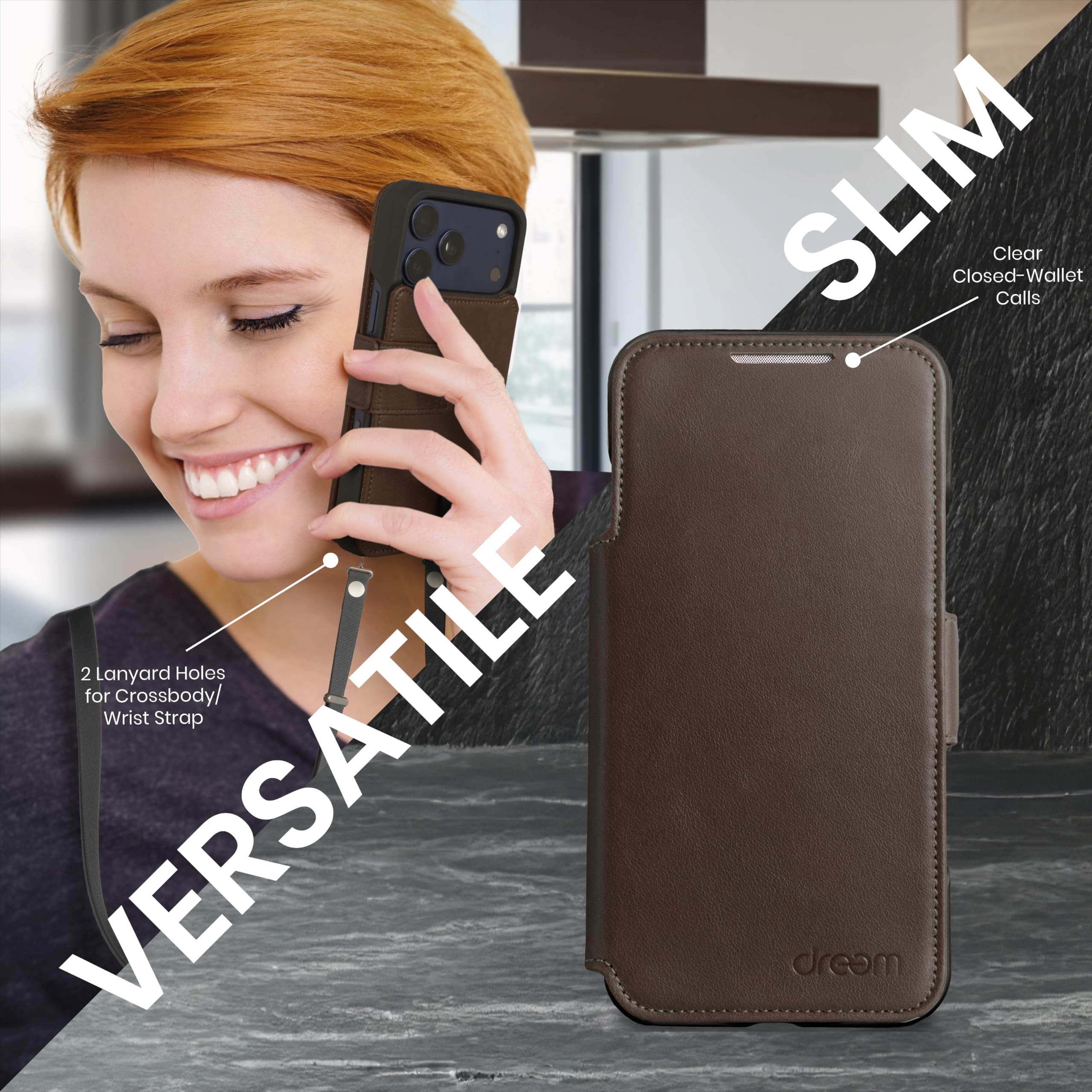 dreem Funda Cartera extraíble para iPhone 17 Pro en Piel auténtica
