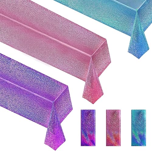 Mantel láser holográfico brillante, impermeable, fácil de limpiar, ideal para despedidas de soltera, cumpleaños, bodas y decoraciones de fiesta de