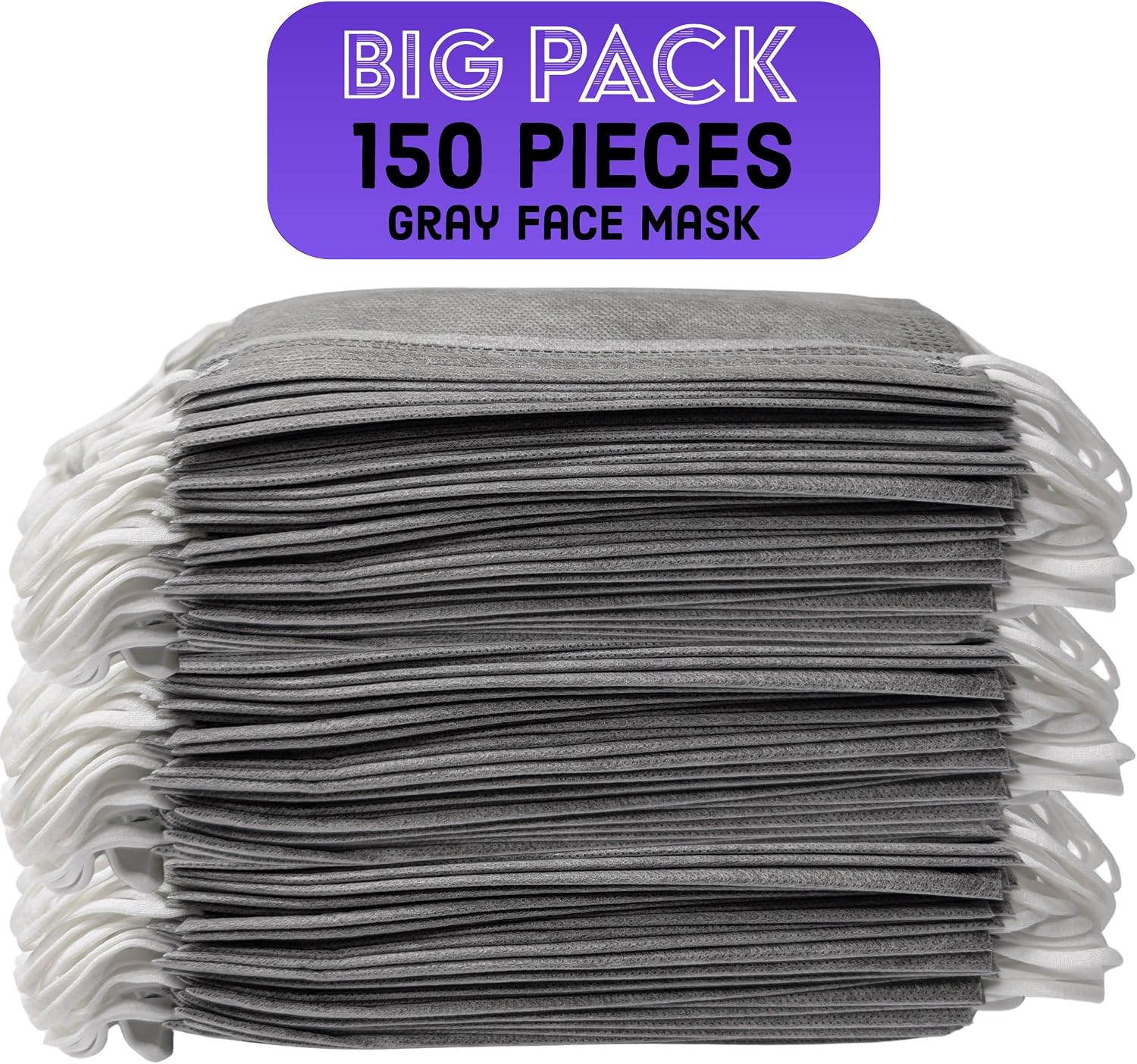 150PCS Gray Disposable Face Masks, Non-medical, 3 Layer Protection Face Masks for Adult, Teenager, Seniors Bag 150pcs (Gray)