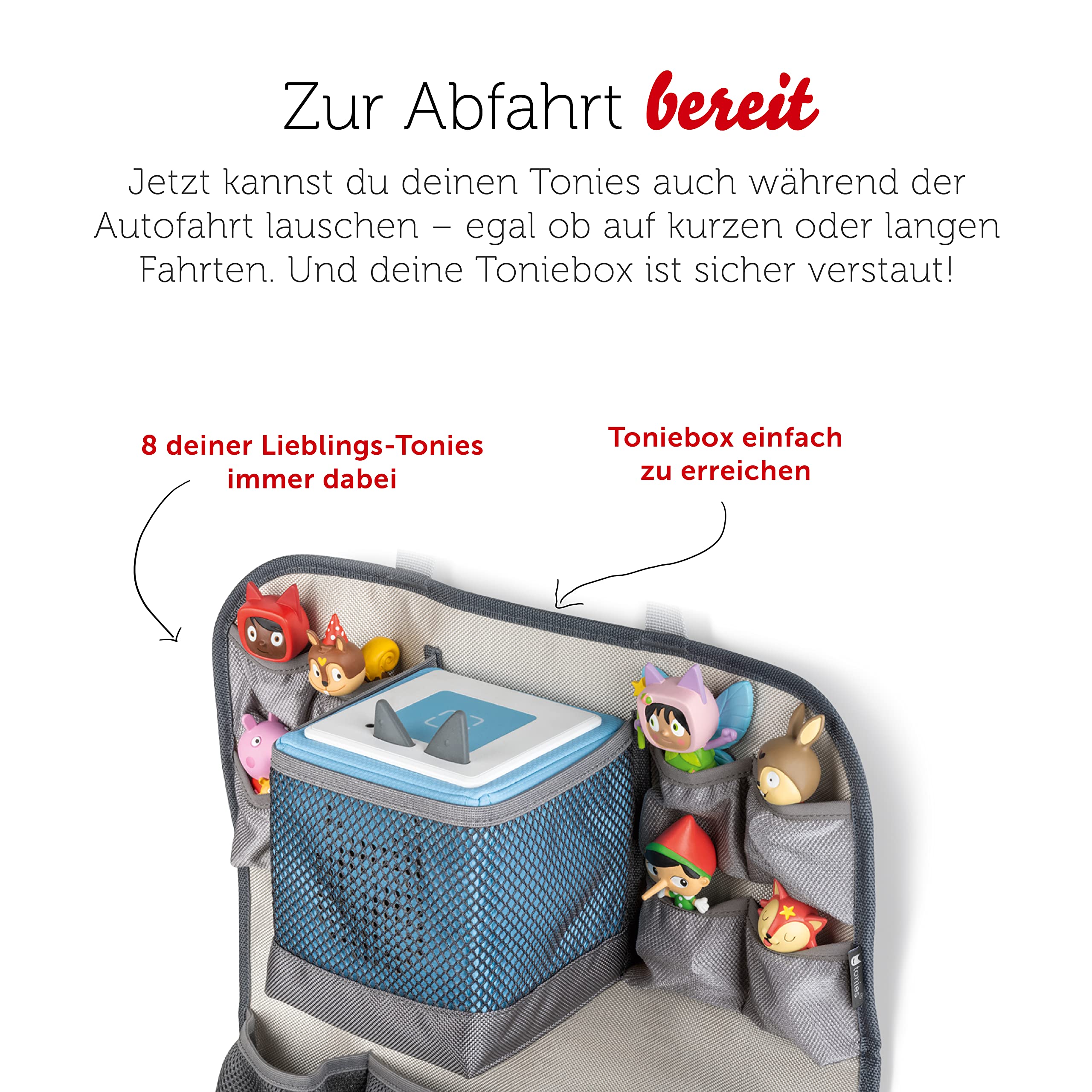 tonies® Auto-Organizer Yeti, Zubehör zur Aufbewahrung von Toniebox, Hörfiguren und Kopfhörern im Auto