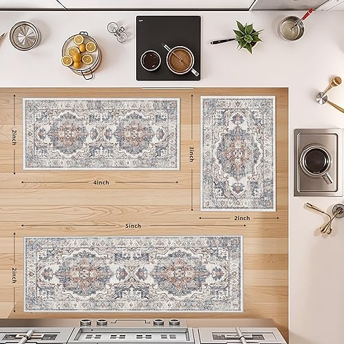 Miniatura 342 de Alfombra lavable para pasillo y de cocina, alfombra de entrada, vintage, suave para el suelo, alfombra antideslizante para interiores, para baño