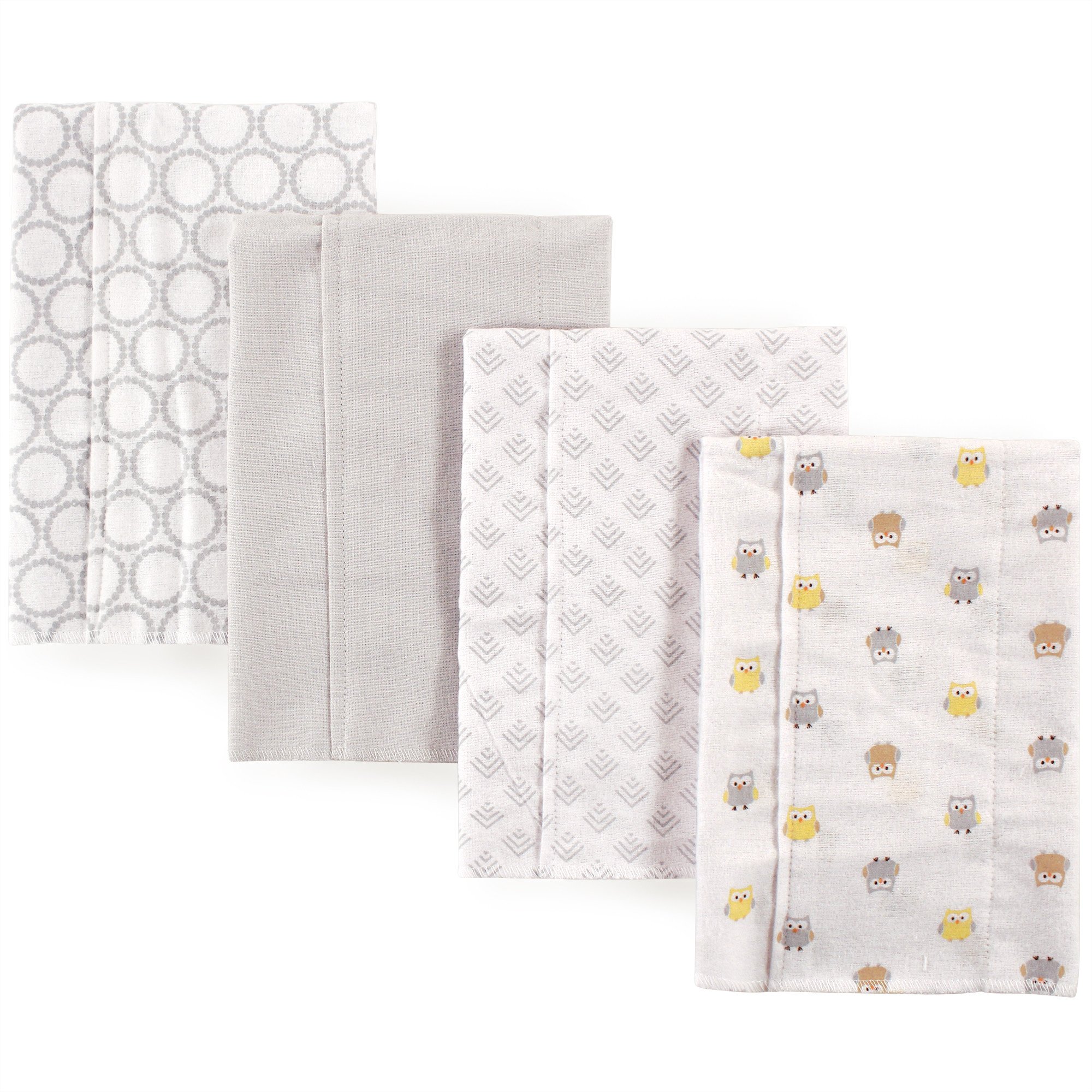 Luvable Friends Unisex Baby Cotton Flannel Burp Cloths, Owl, One Size