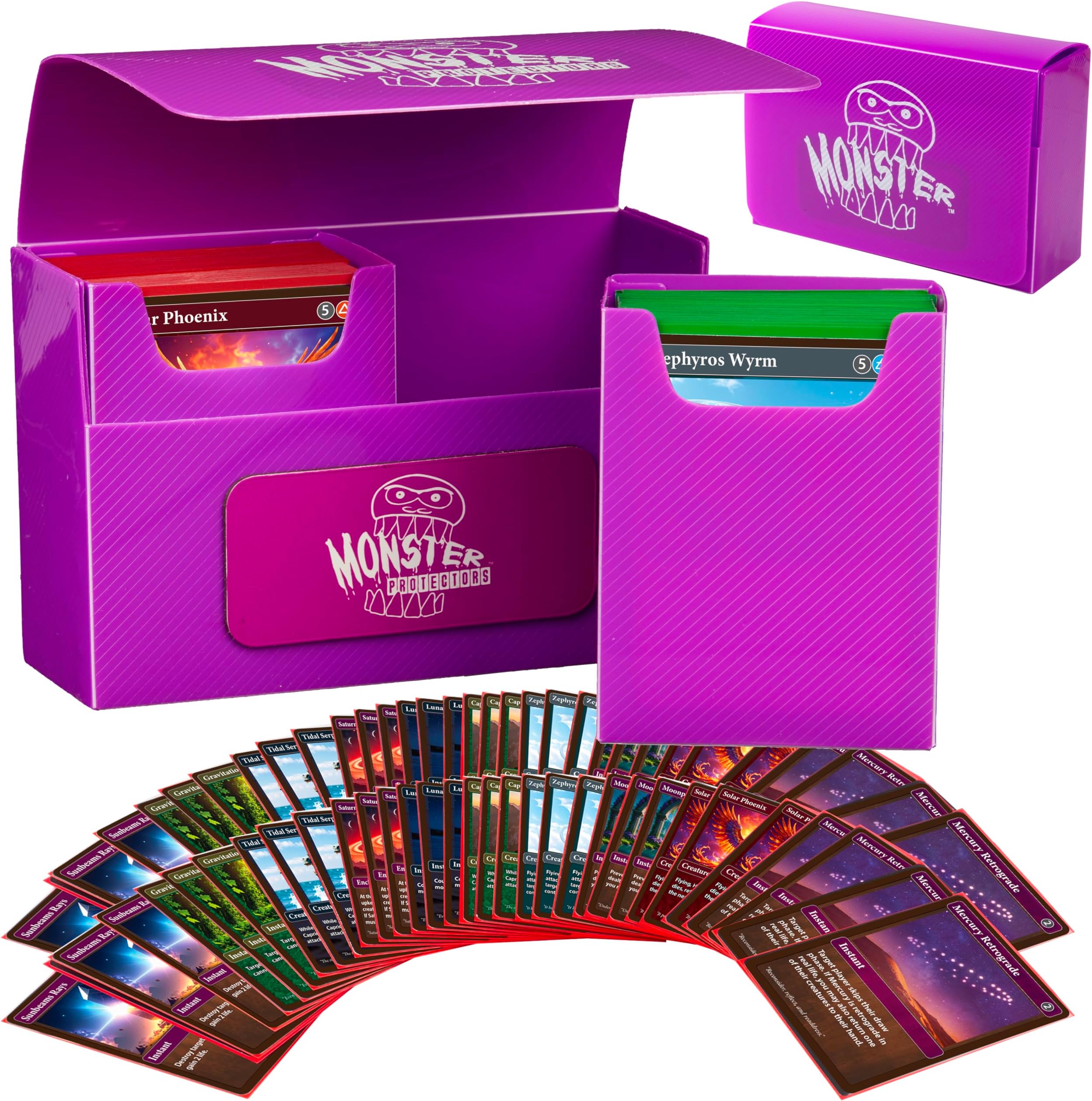 Monster Protectors Magnetic Double Deck Box Purple, Holds 150 TCG Cards