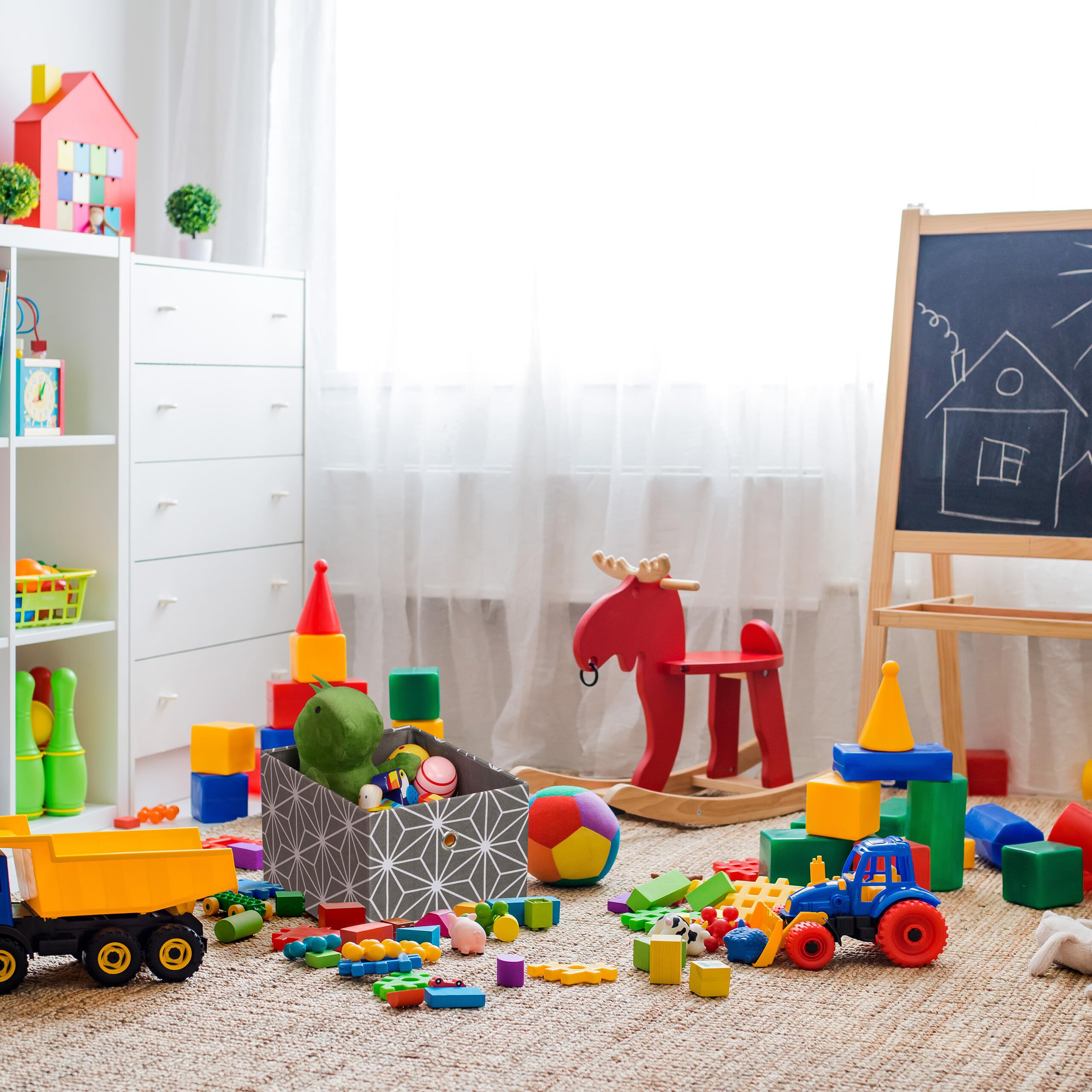 Relaxdays Scaffale Portagiochi, Motivo Mostri, Cameretta Bambini, 9 Box