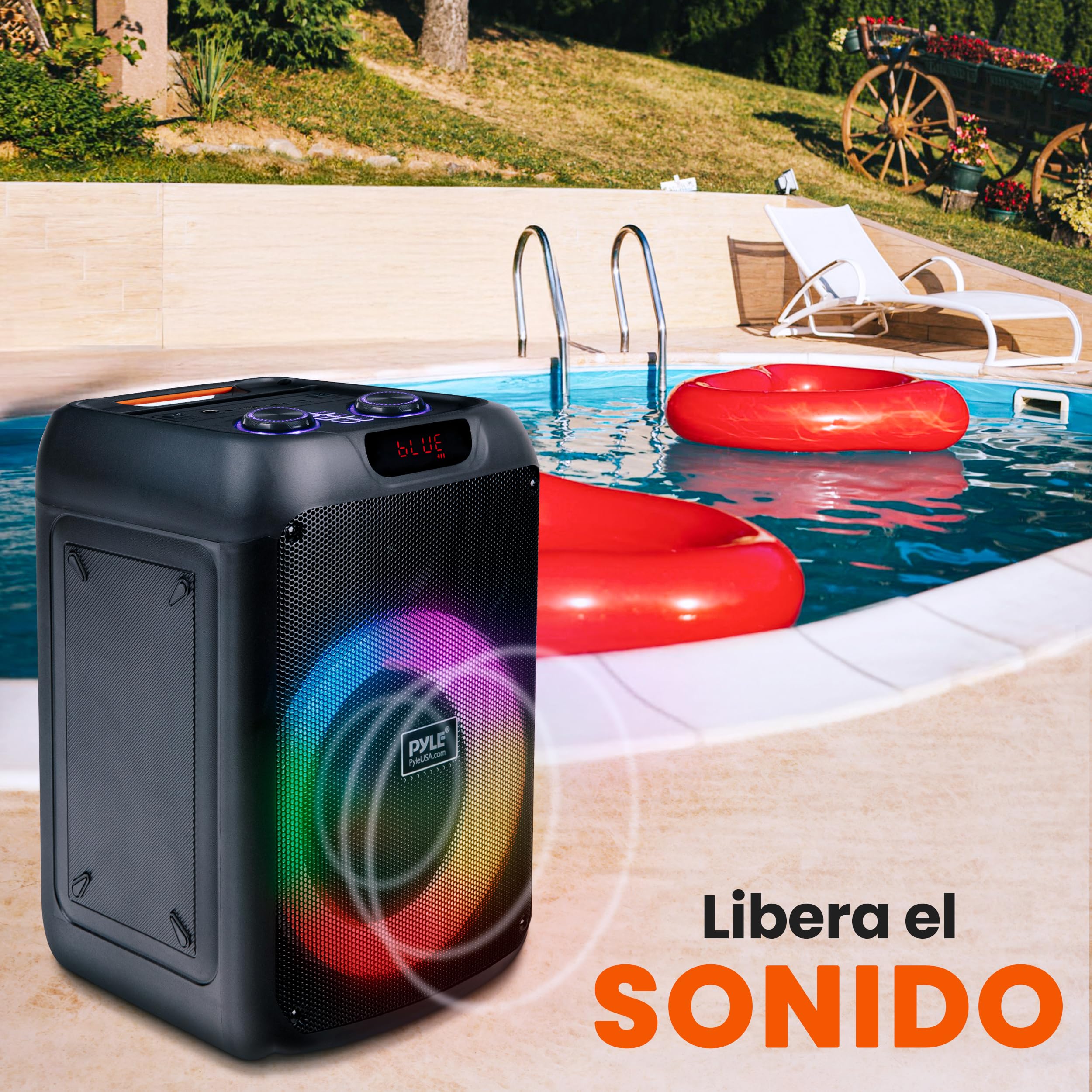 Pyle Altavoz de Fiesta Bluetooth, Sistema True Wireless Stereo, Grande, Portatil