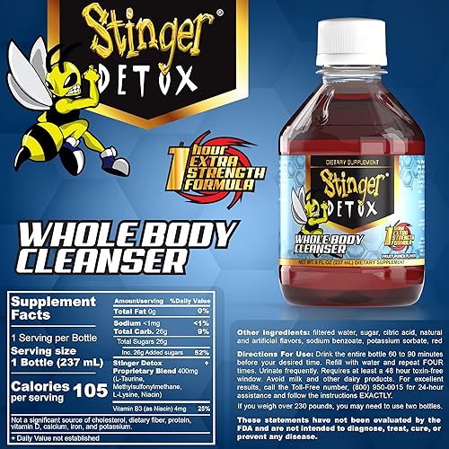 Miniatura 5 de Stinger Detox Limpiador de cuerpo entero 1 hora de bebida extra fuerte  ponche de frutas  8 onzas líquidas