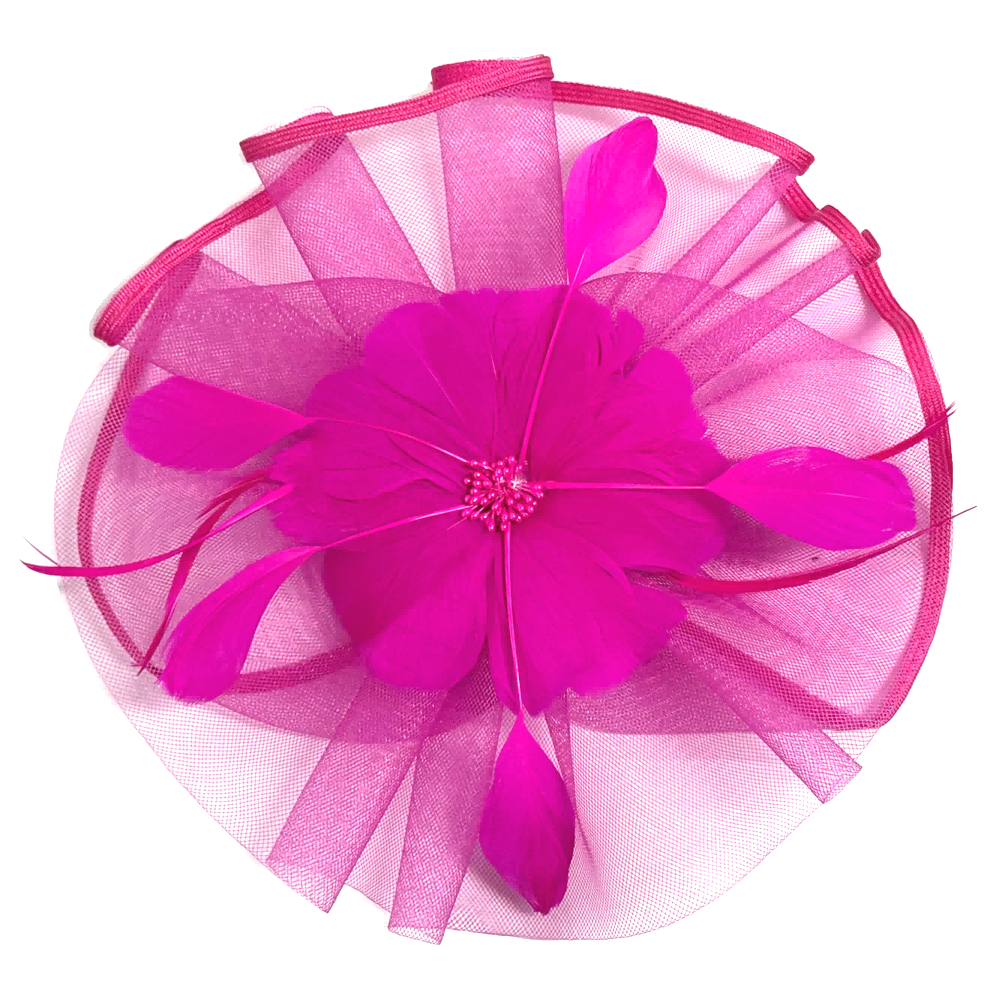 Sombrero fascinador con pluma y flor para mujer miniatura 7