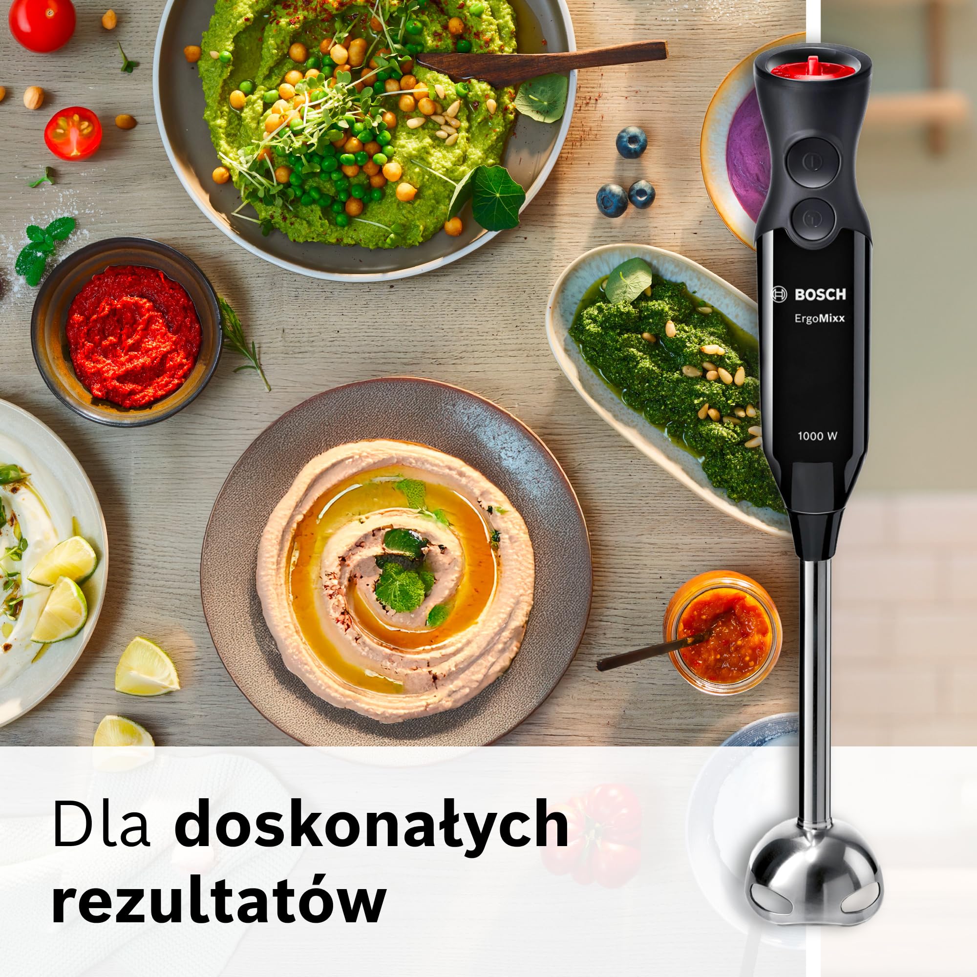 Bosch, blender ręczny, ErgoMixx, silnik 1000 W, 12 prędkości i funkcja turbo, pojemnik, czarny, MS6CB6110
