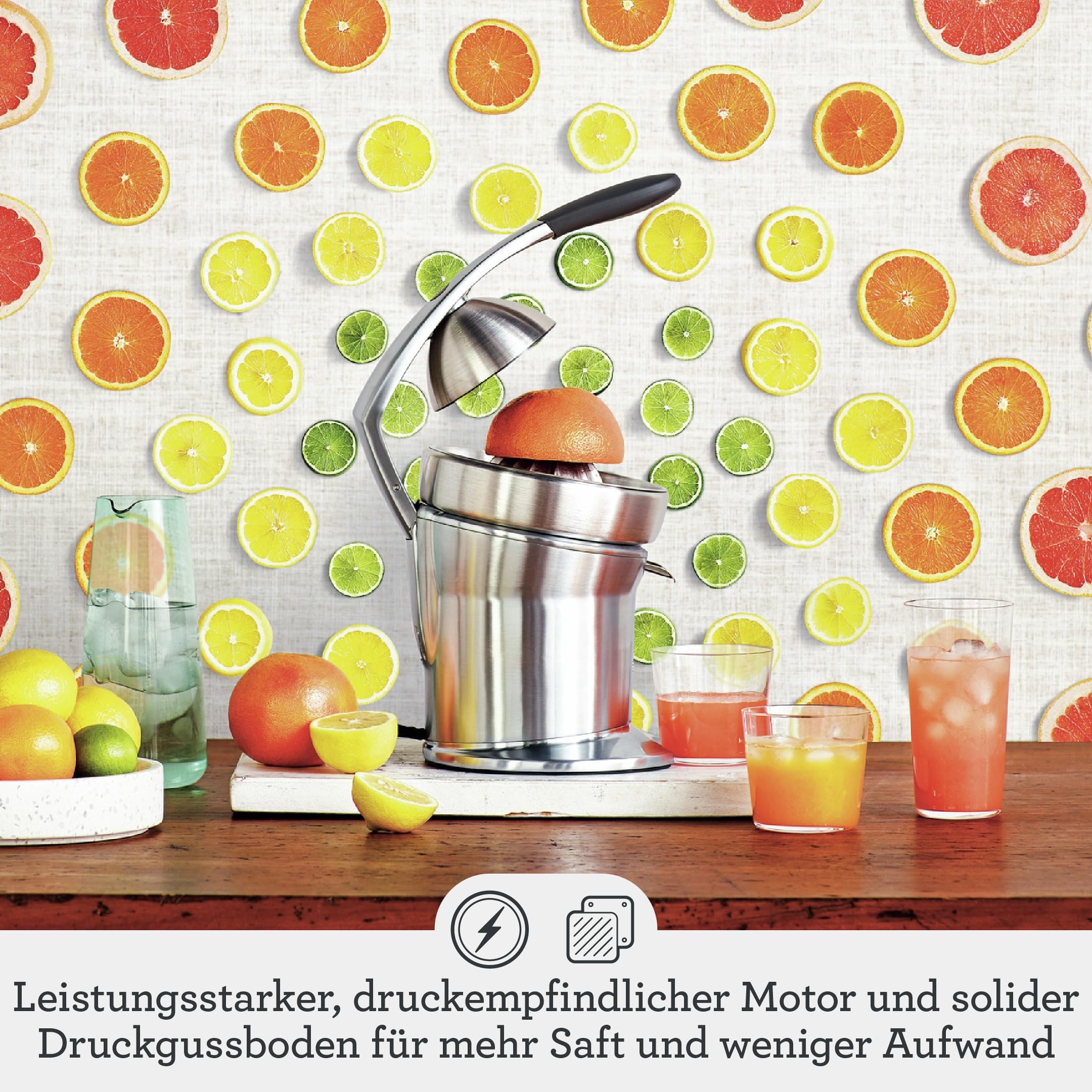 Sage - The Citrus Press Pro - Elektrische Zitruspresse - Saftpresse mit Tropfstopp-Ausguss und Einfach zu Reinigendem Kegel - Gebürstetes Aluminium