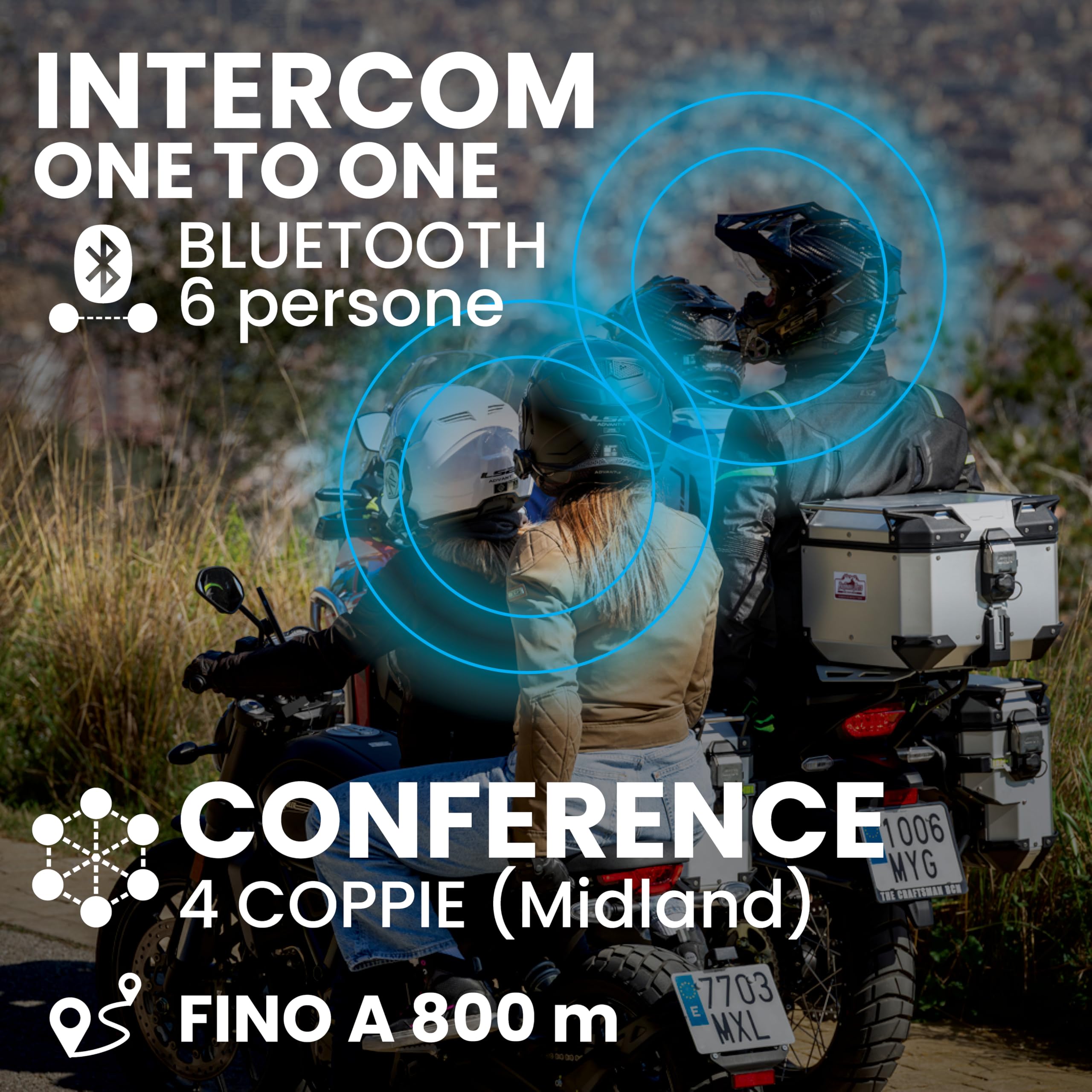 Midland Interfono Moto Bluetooth BTX2 Pro S Singolo, Auricolari Casco Impermeabili IPX6, Doppio Processore BT, 800 m, 4 Coppie, Batteria 23H, Cancellazione Rumore, Audio Hi-Fi