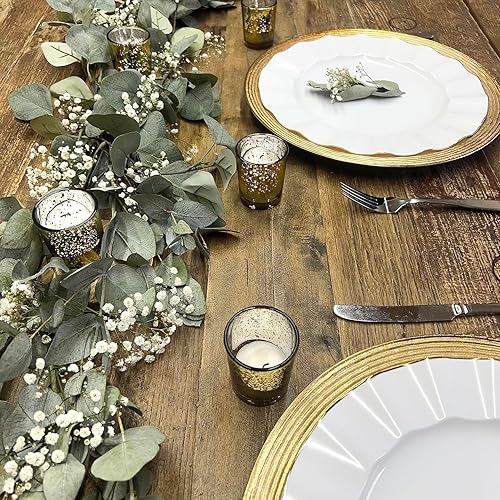 Miniatura 7 de Direct Candle Supply - Velas votivas rellenas - Juegos - Portavelas dorados moteados prémium con vela para bodas, vacaciones y decoración del hogar