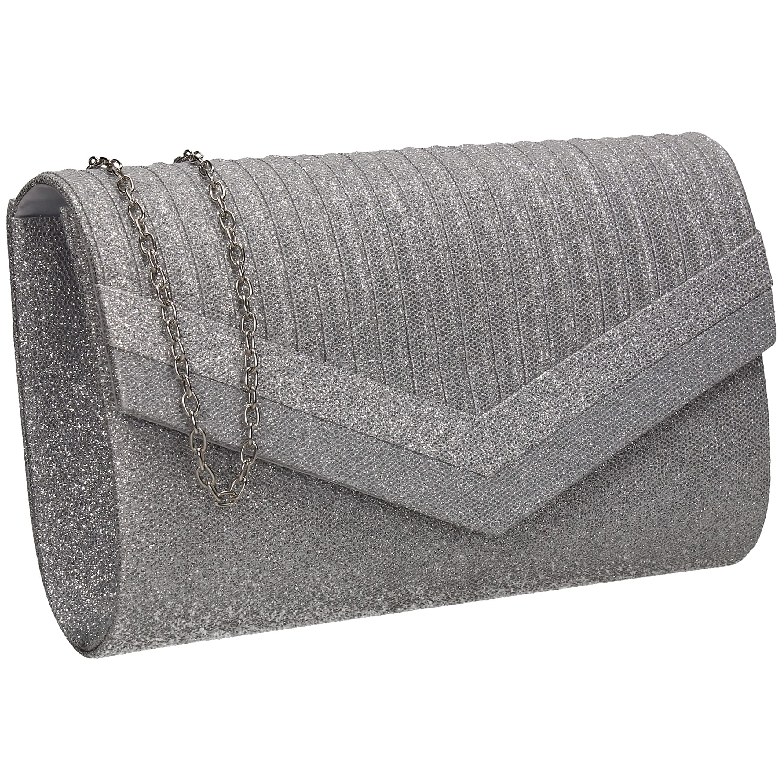 SwankySwans Women's Ruth Clutch Bag, Silver