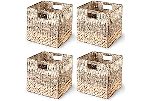 Natural Wicker Rattan Cube Storage Baskets 11x11