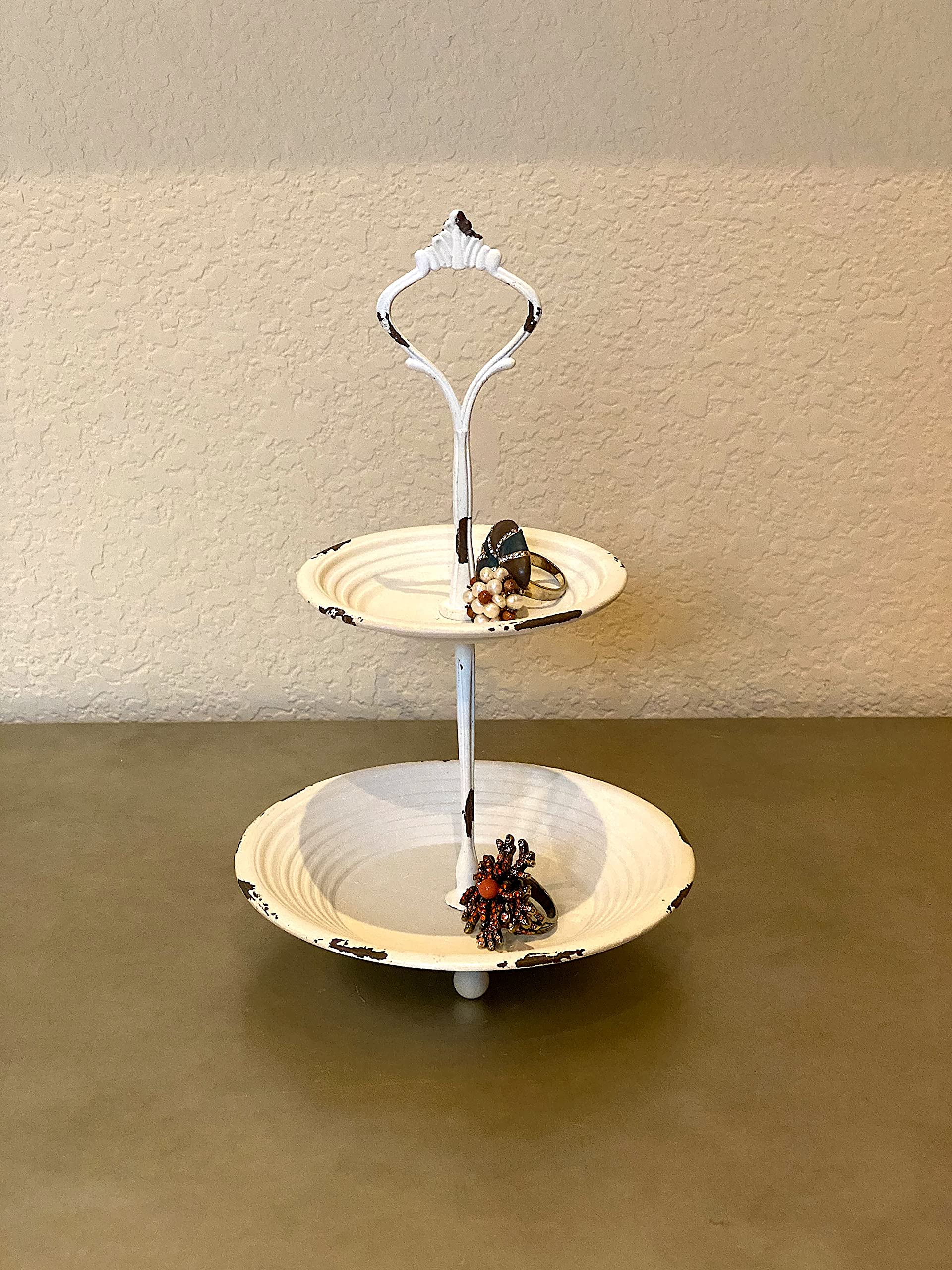 Amazon.com: S/2 Two Tier Jewelry Trinket Tray Metal Off White