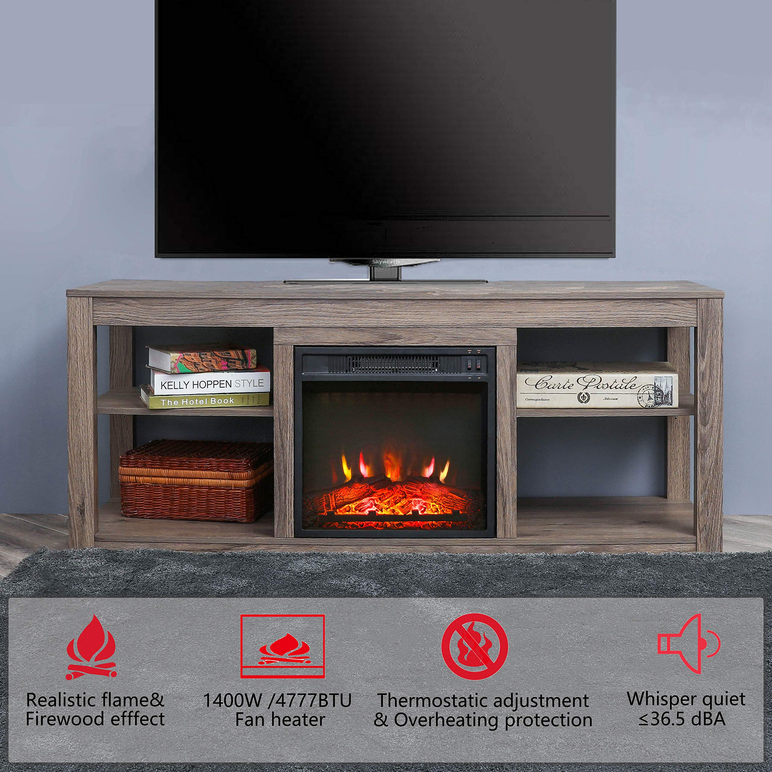 Top Space Electric Fireplace TV Stand Entertainment Center Corner