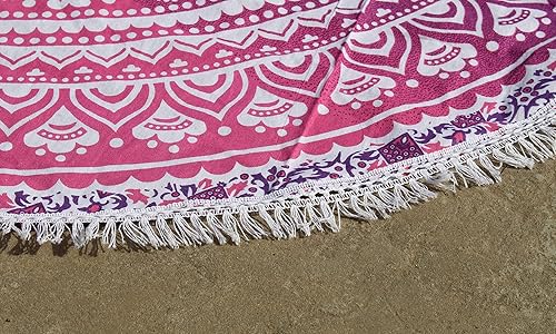 Miniatura 17 de Tapiz redondo de mandala indio para playa, mantel de algodón hippy bohemio, gitano, toalla de playa, tapete de yoga redondo