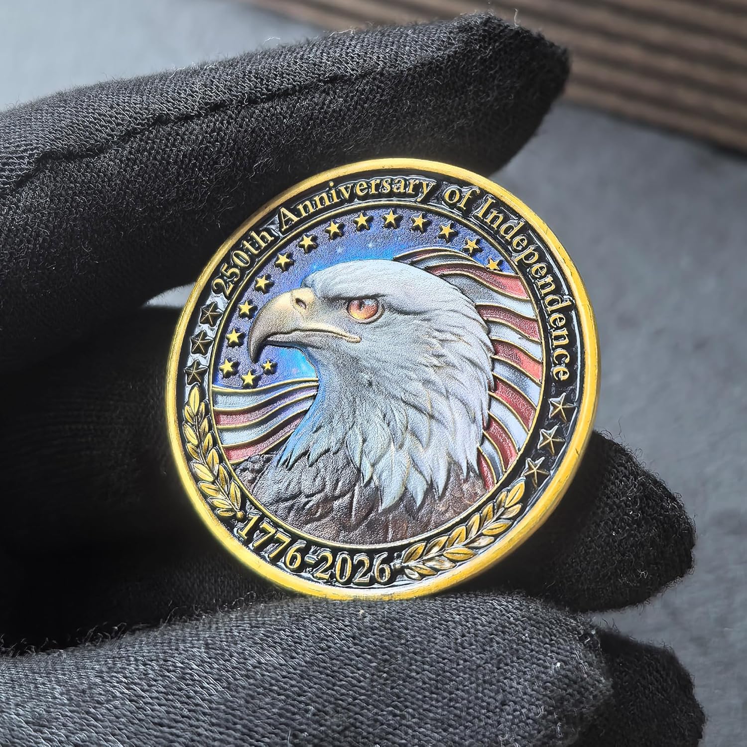 USA 250th Anniversary Challenge Coin with Protective Case - Heavyweight Zinc Alloy Independence Collectible, Patriotic Keepsake & Gift for History Lovers, Veterans & Fourth of July (1.57")