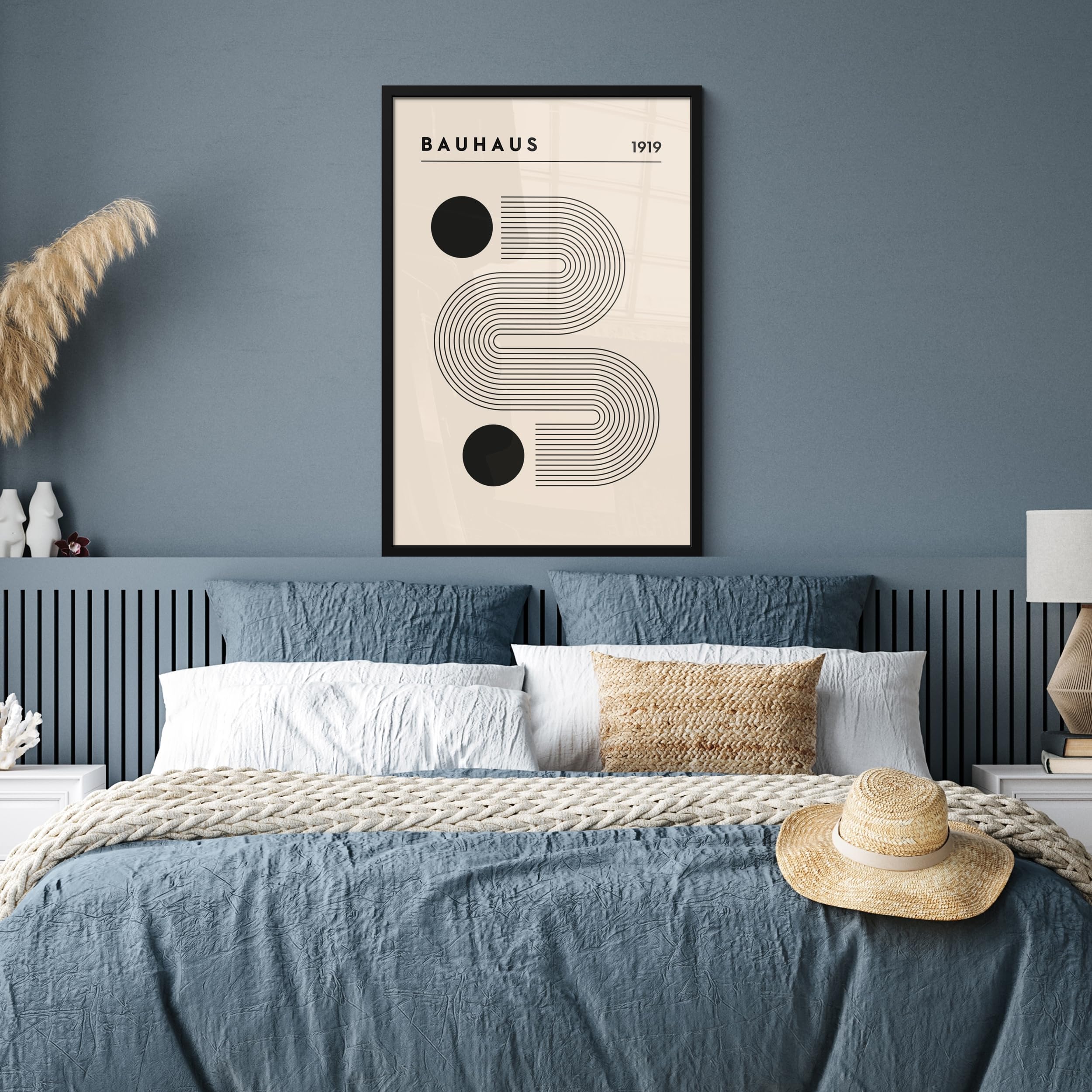 MuchoWow© Wandbilder mit Rahmen 60x90 cm Wanddeko Bilder Wohnzimmer Moderne Zimmerdeko Geschenk Bilderrahmen Bauhaus - Abstrakte Kunst - Art- Vintage - Kunst