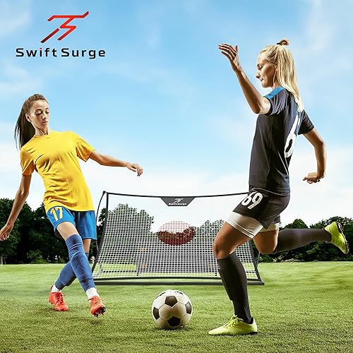 Miniatura 7 de Red rebotadora de fútbol SwiftSurge - Red de entrenamiento de fútbol plegable con tablero de rebote, tubos de hierro de acero - Red de fútbol