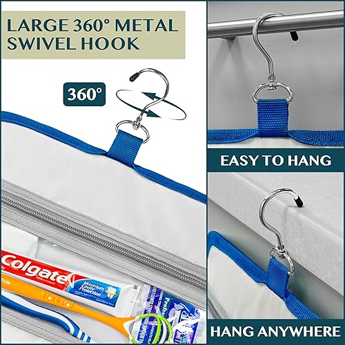 Miniatura 5 de PAVILIA Neceser colgante de viaje para mujeres y hombres, kit de bolsa de maquillaje de gran capacidad, estuche organizador de almacenamiento de